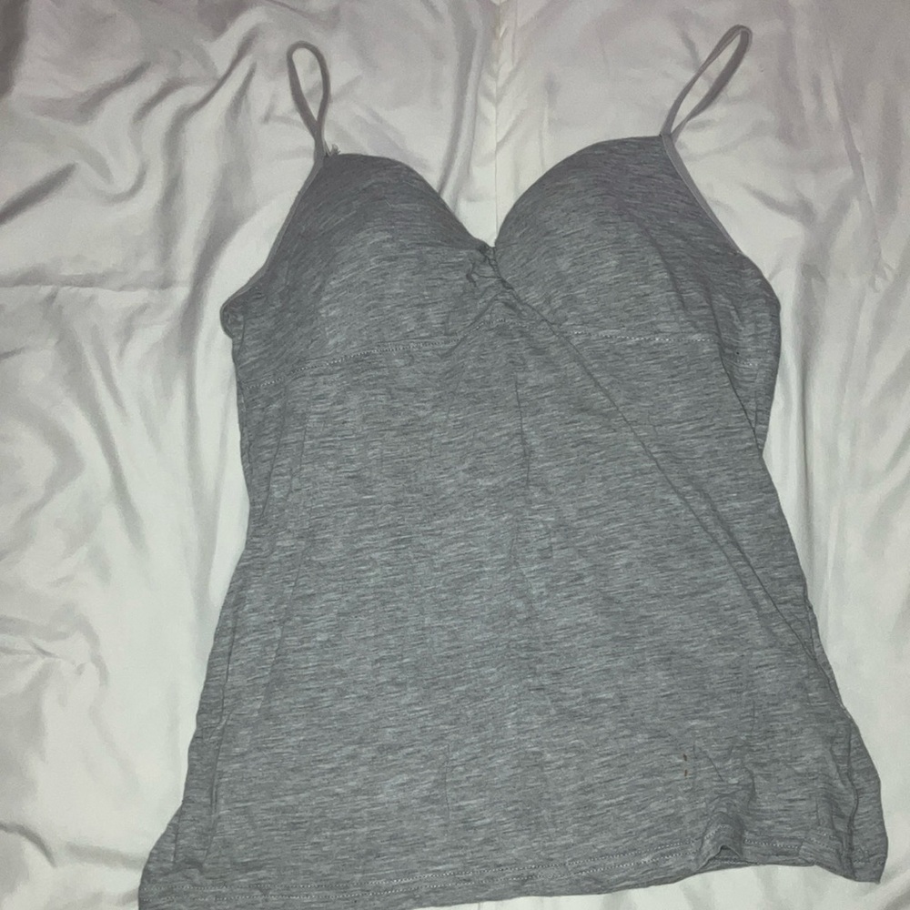 Lei Heather Gray Camisole with White Trim